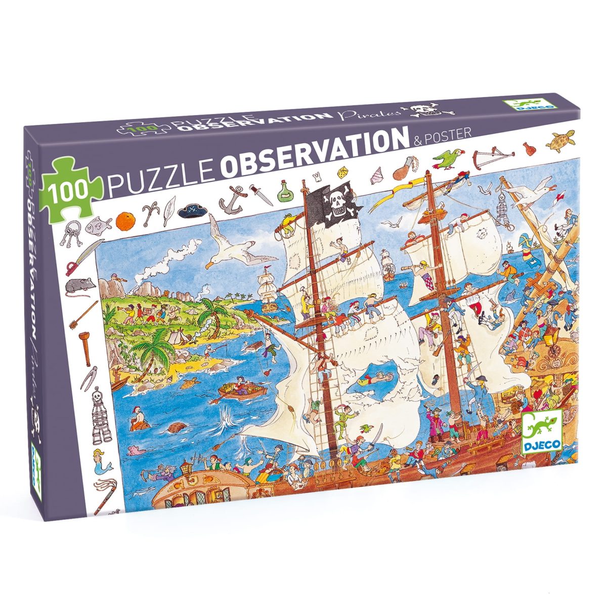 Djeco: Puzzle obserwacyjne piraci 100 el. - obrazek 1