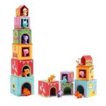 Djeco: klocki domki WIEŻA Z FIGURKAMI Topanifarm 18m+