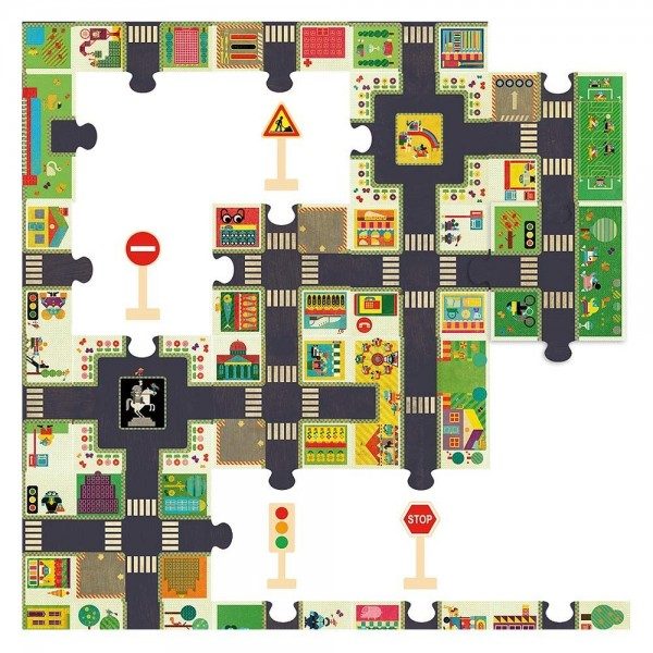 djeco: puzzle ulice + znaki drogowe 3+