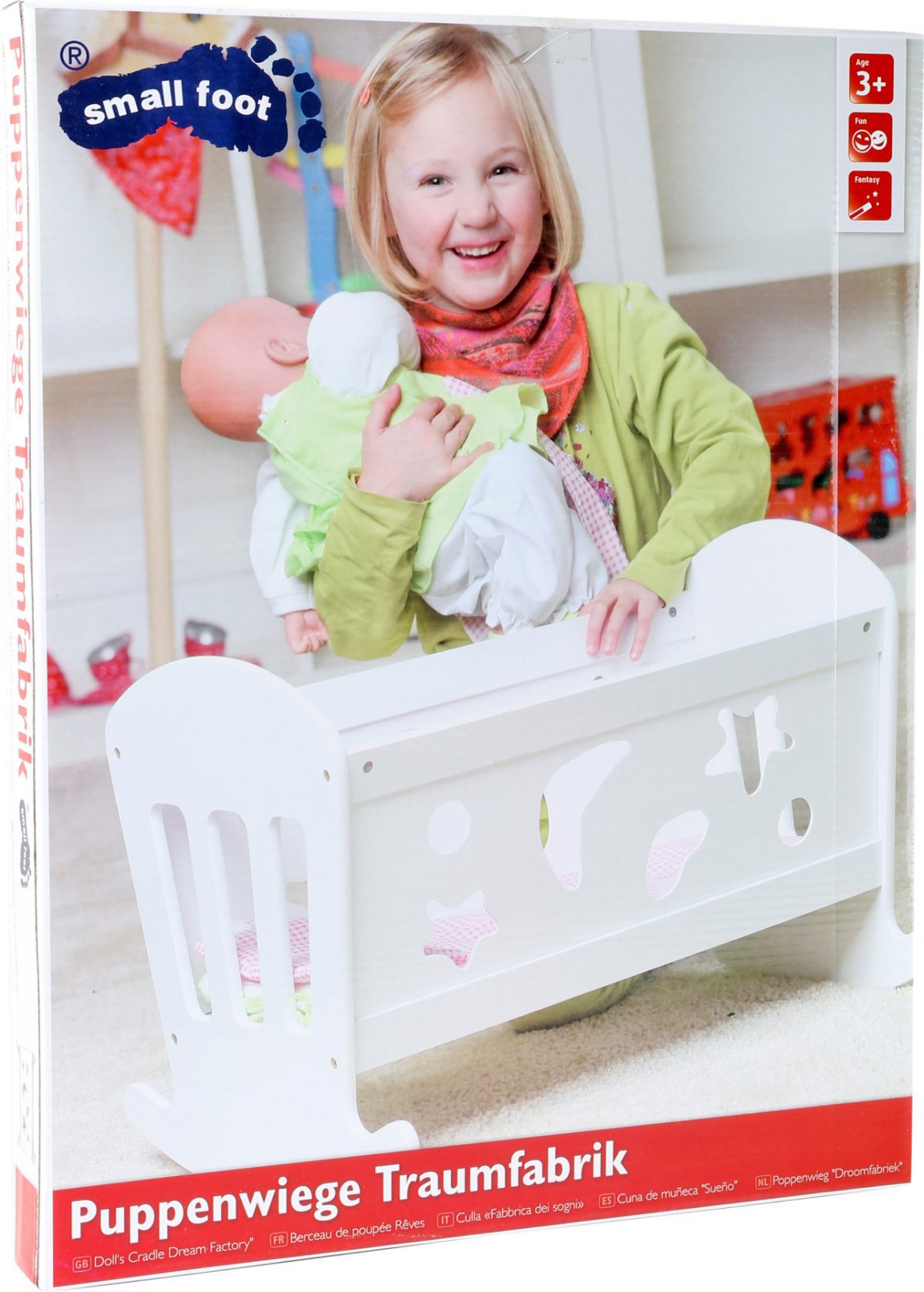 SMALL FOOT: drewniana kołyska / łóżeczko dla lalki - obrazek 2