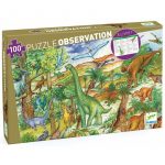 Djeco: puzzle obserwacja dinozaury 100 el. z książeczką