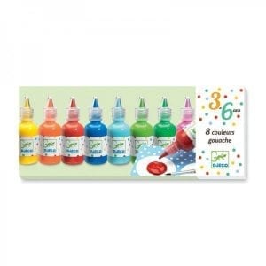 Djeco: farby plakatowe 8 butelek 3+