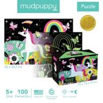 MUDPUPPY: Puzzle świecące w ciemności - Jednorożce 100 el. 5+