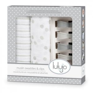 Lulujo Kocyki grey 120*120 + Klipsy