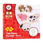 BIGJIGS: drewniane puzzle DUO FARMA 12m+