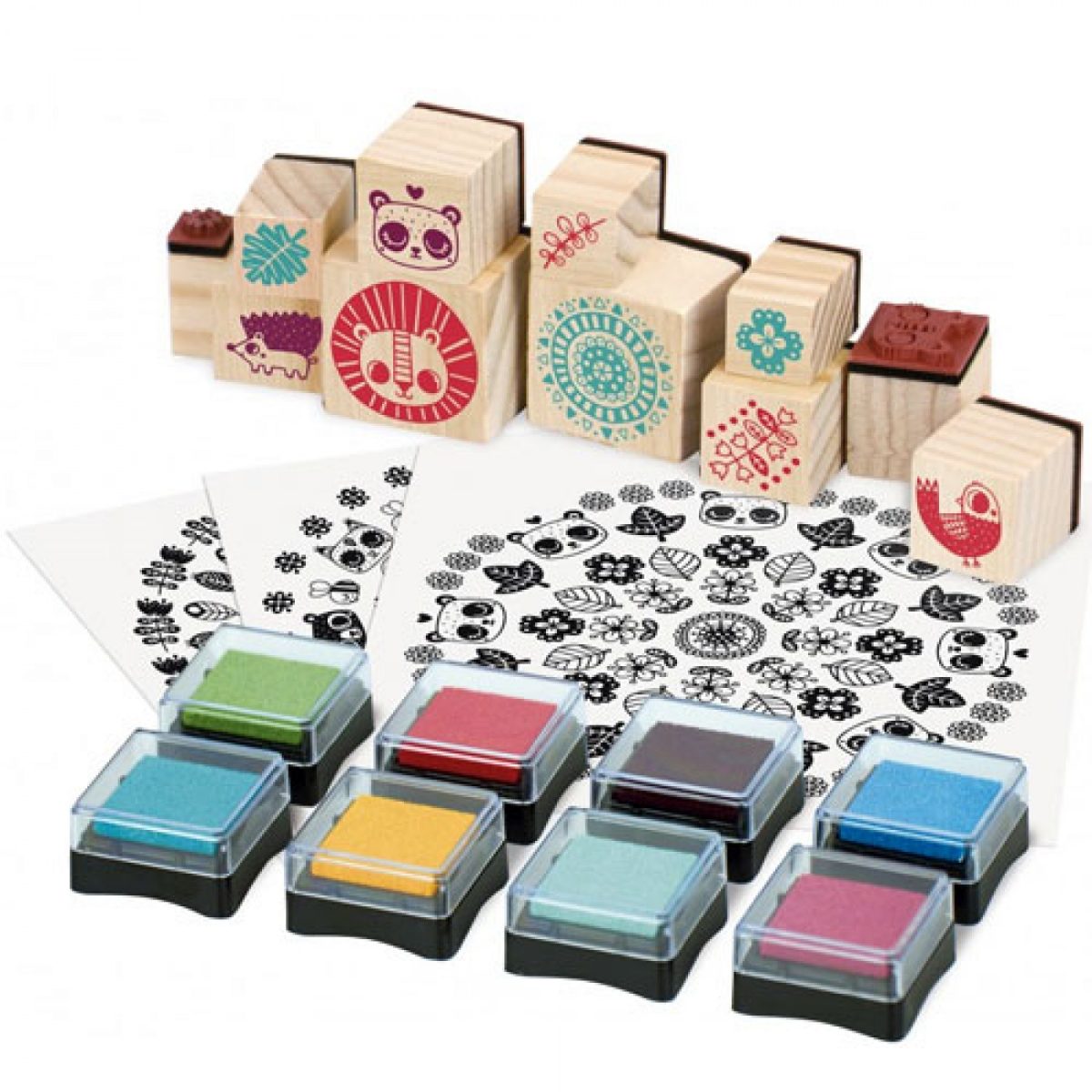 Vilac: zestaw 56 stempelków drewnianych MANDALA 3+ - obrazek 2