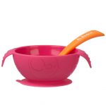 B.box: Silikonowa miseczka z przyssawką i łyżeczką, Strawberry shake