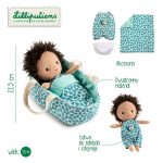 Lilliputiens: szmaciana lalka dzidziuś Ari w koszyczku z ubrankiem i kocykiem - obrazek 3