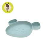 Lassig: Talerz silikonowy z przyssawką Little Chums Mysz niebieski