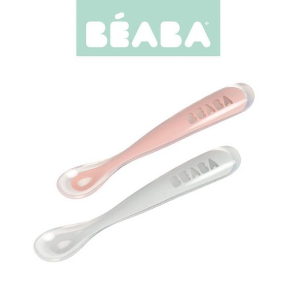Beaba: Zestaw łyżeczek silikonowych 4 m+ Old Pink