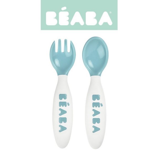 Beaba: sztućce plastikowe w etui BLUE