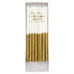 Meri Meri: Świeczki na tort Brokatowe Złote 16 szt.