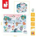 Janod: puzzle w walizce Zabawa Na Śniegu 36 el. 4+ | MADE IN FRANCE - obrazek 3