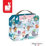 Janod: puzzle w walizce Zabawa Na Śniegu 36 el. 4+ | MADE IN FRANCE