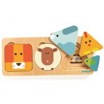 Djeco: Puzzle drewniane warstwowe ZWIERZĄTKA 18m+