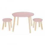Jabadabado: drewniany stolik z krzesełkami RÓŻOWY