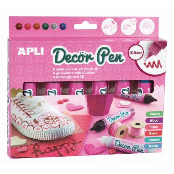 Apli Kids: brokatowe markery żelowe z efektem 3D