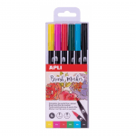 Apli: markery dwustronne Brush Marker 6 kolorów