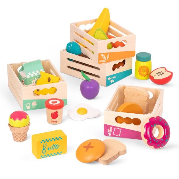 B.TOYS: DREWNIANE skrzyneczki z produktami spożywczymi