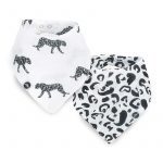 Jollein: 2 śliniaki bandany hydrophilic Leopard BLACK & WHITE