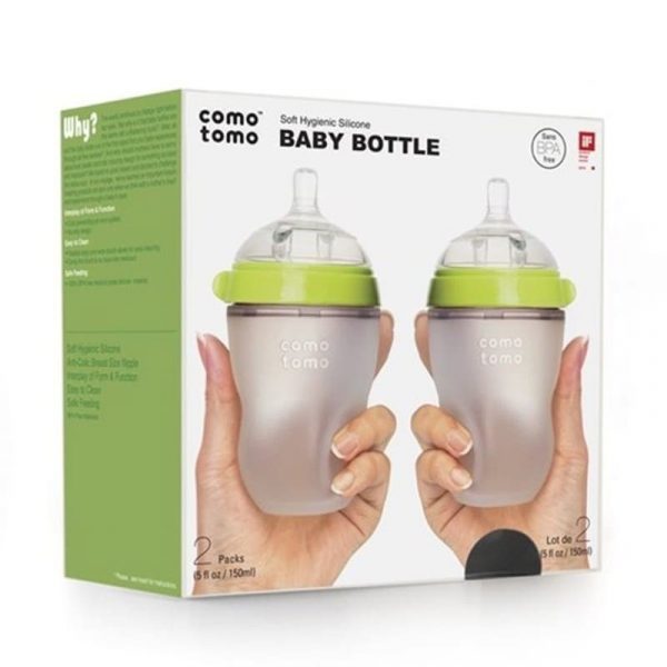 Comotomo: silikonowe butelki antykolkowe 2-pack MOM'S BREAST 250 ml Green BABY