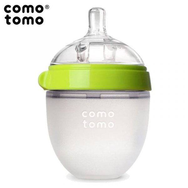 Comotomo: silikonowa butelka antykolkowa MOM'S BREAST 150 ml Green NEWBORN