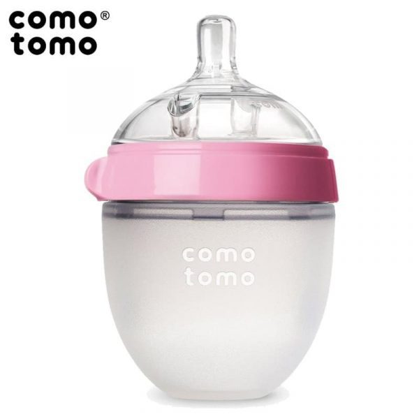 Comotomo: silikonowa butelka antykolkowa MOM'S BREAST 150 ml Pink NEWBORN