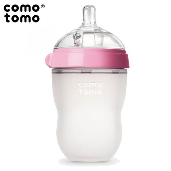Comotomo: silikonowa butelka antykolkowa MOM'S BREAST 250 ml Pink BABY