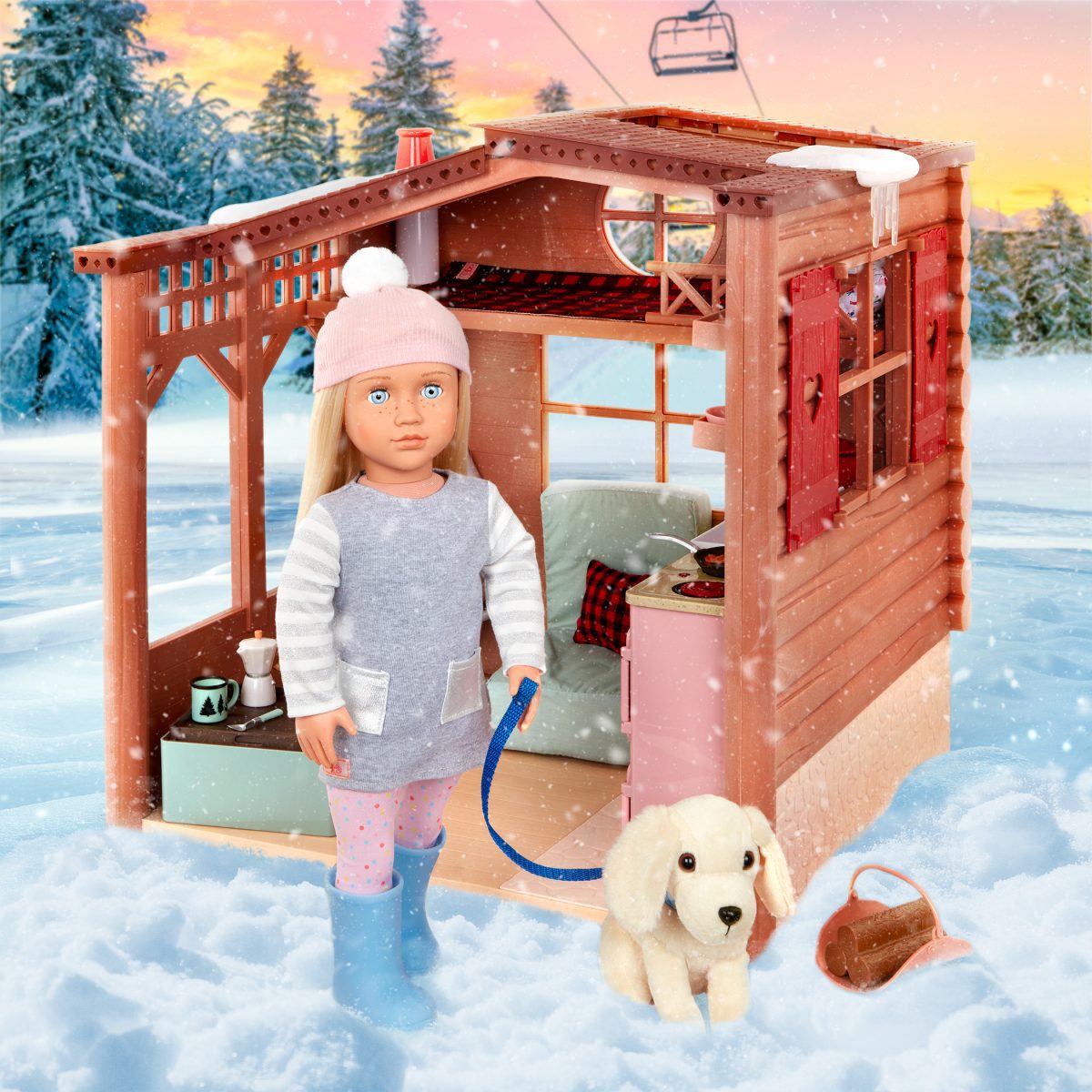 Our Generation: chata z bali DOMEK ZIMOWY – OG Cozy Cabin - obrazek 8