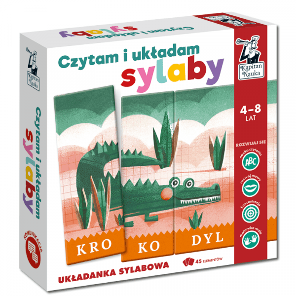 Kapitan Nauka: gra edukacyjna czytam i układam sylaby KROKODYL
