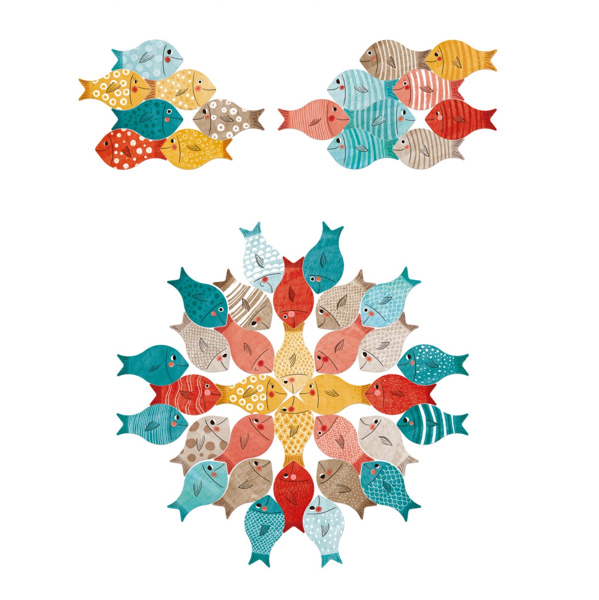 Londji: puzzle układanka - wieloryb i rybki - obrazek 2