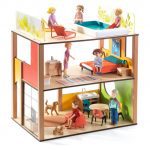 Djeco: PETIT HOME Drewniany domek dla lalek CITY z meblami
