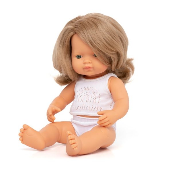 Miniland: lalka dziewczynka Europejka - Ciemny Blond 38cm