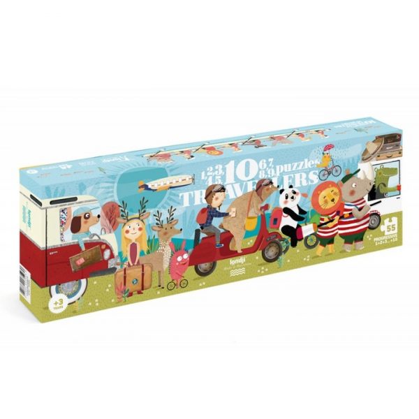 LONDJI: Puzzle nauka liczenia - Podróżnicy 55 el.