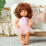 Lillitoy: różowy strój baletnicy dla lalki: body + spódniczka tutu 38cm | MINILAND