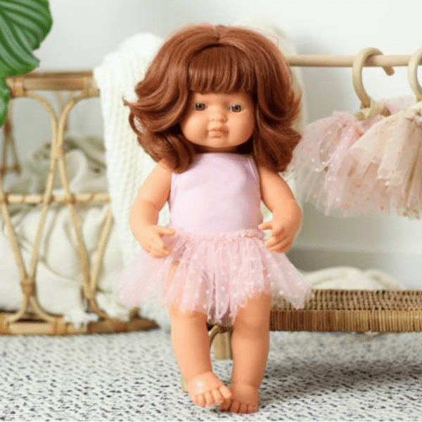 Lillitoy: różowy strój baletnicy dla lalki: body + spódniczka tutu 38cm | MINILAND