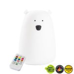 Rabbit & Friends: Miś Duży Lampka Silikonowa z Pilotem Biała