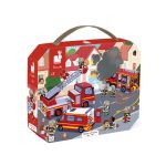 Janod: puzzle w walizce Strażacy 24 el. 3+ | Made in France