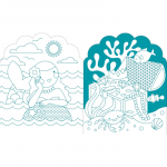 Petit Collage: kolorowanka z naklejkami Syreny - obrazek 3