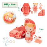 Lilliputiens: lalka dzidziuś w gondoli z komforterem i butelką mleka Lena - obrazek 3