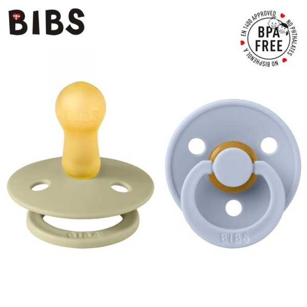 BIBS: smoczek uspokajający kauczuk Hevea 2-pack KHAKI & DUSTY BLUE M
