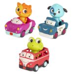 b.toys: Light Up Cars – zestaw 3 miękkich AUTEK sensorycznych z wesołymi PASAŻERAMI