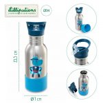 LILLIPUTIENS Bidon 600 ml ze stali nierdzewnej ze słomką Super Nosorożec Marius - obrazek 2