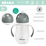 Beaba Butelka- kubek niekapek ze słomką 300 ml Mineral grey - obrazek 2