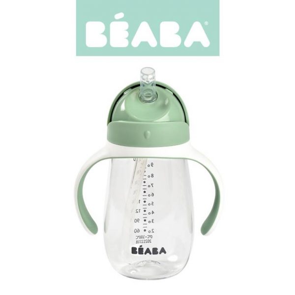 Beaba Butelka- kubek niekapek ze słomką 300 ml Sage green
