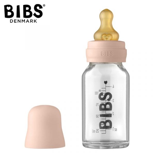BIBS: BABY GLASS BOTTLE BLUSH antykolkowa butelka szklana 110 ml