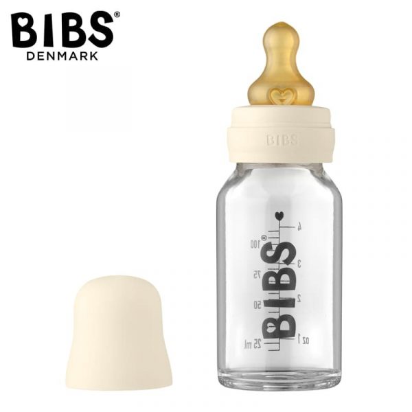 BIBS: BABY GLASS BOTTLE IVORY antykolkowa butelka szklana 110 ml
