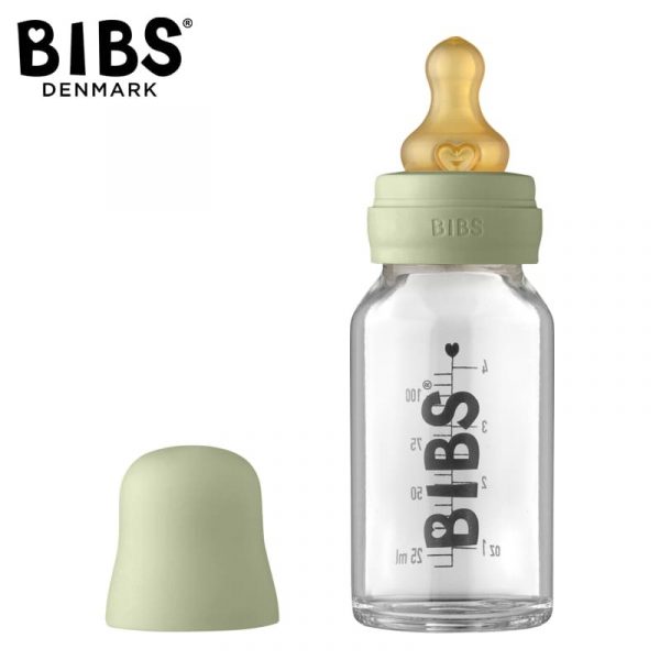 BIBS: BABY GLASS BOTTLE SAGE antykolkowa butelka szklana 110 ml