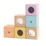 Plan Toys: drewniane klocki sensoryczne Pastel