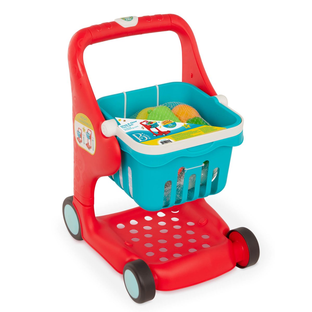 B.TOYS: Shop & Glow Toy Cart – MUZYCZNY wózek zakupowy z koszykiem i akcesoriami - obrazek 3